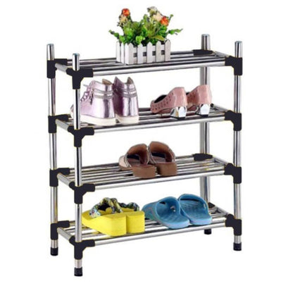 Stainless Steel Storage Cabinet Hallway Standing Shelf Kitchen Multi-Purpose Space Saving Shoe Rack