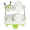 Multipurpose Double Layer Kitchen Drain Dishes Storage Rack With Large Plastic Basket With Tray Kitchen Utensils Organizer