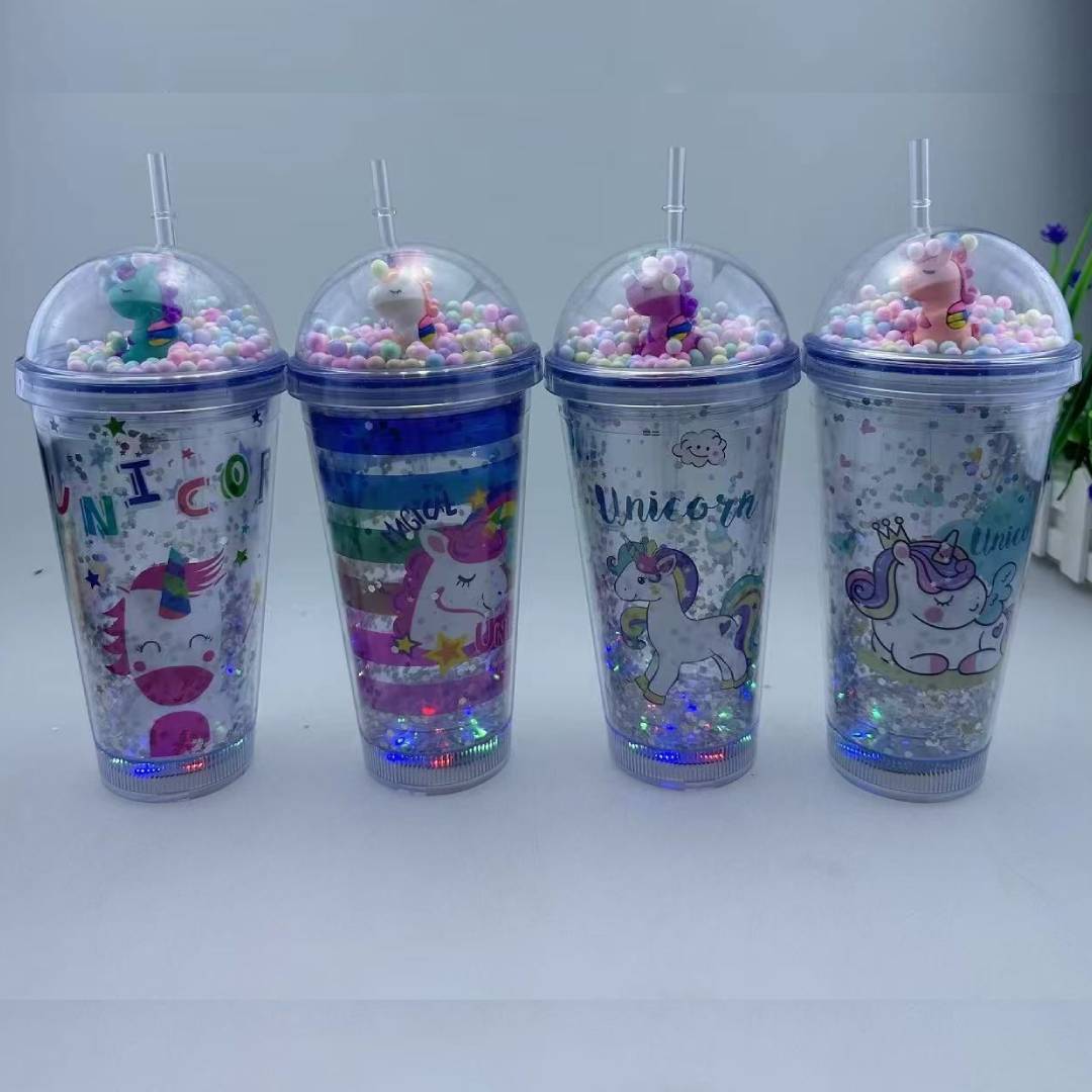 Beautiful Unicorn Sipper Water Glass For Kids Without Light