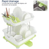 Multipurpose Double Layer Kitchen Drain Dishes Storage Rack With Large Plastic Basket With Tray Kitchen Utensils Organizer