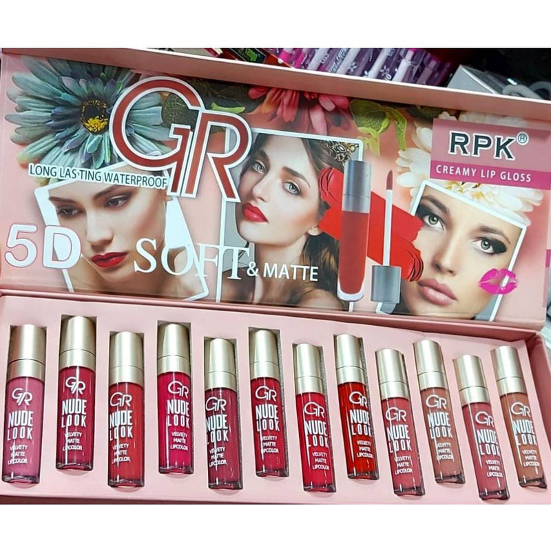 GR Creamy Lip Gloss 5D Soft And Matte Long Lasting Waterproof 12Pcs Box