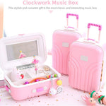 Mini Music Box Suitcase Trolley Luggage Style Jewelry Box Large Capacity Storage Case