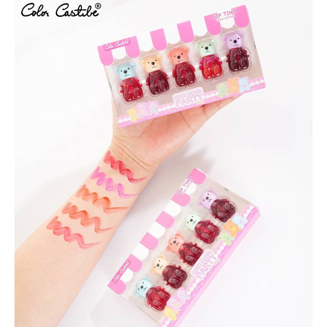 Color Castle Cute Bear Party Waterproof Lip Tint 5in1 Pack