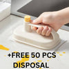 Kitchen Cleaning Magic Brush With Replaceable Disposable Magic Cloth 50Pcs Click And Clean Cleaning Brush