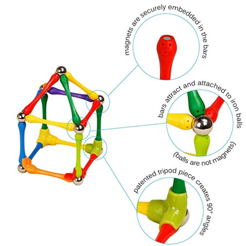 Master Magnetic Construction Building Toy Set 124Pcs 3D Shapes Educational Toy Set For Boys And Girls