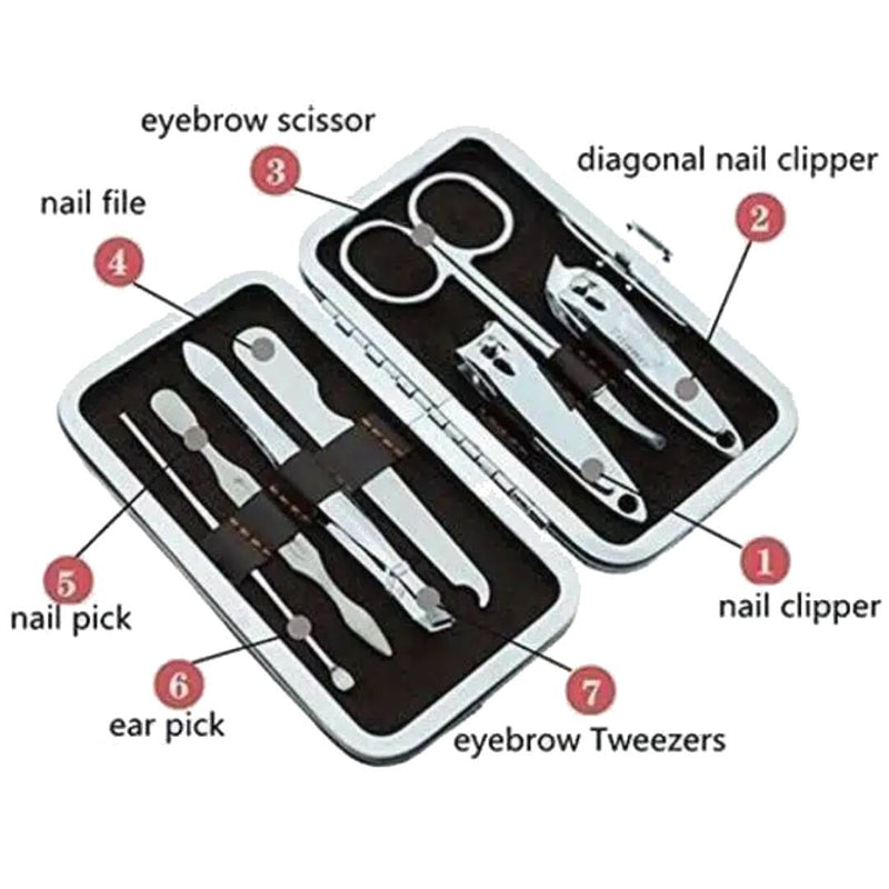 Manicure Set Grooming Tweezer Scissors Earpick Nail Clippers Set with Case