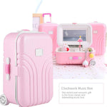 Mini Music Box Suitcase Trolley Luggage Style Jewelry Box Large Capacity Storage Case