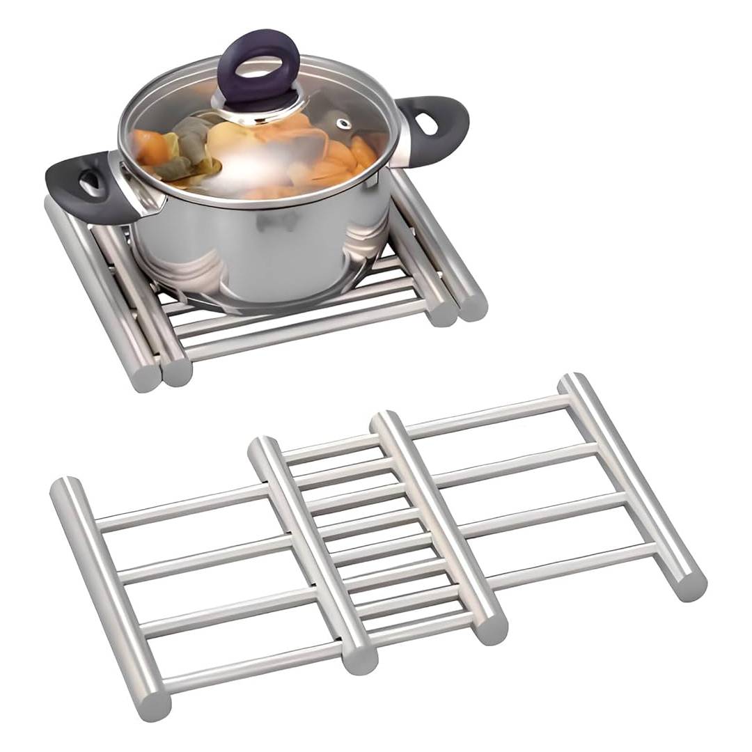 Stainless Steel Expandable Hot Pot Rack Stand for Kitchen Dinning Table