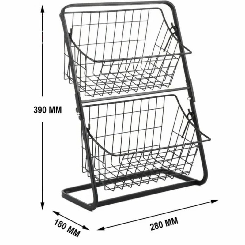 2 Layer Fruit Vegetable Counter Top Stand Basket Iron Material