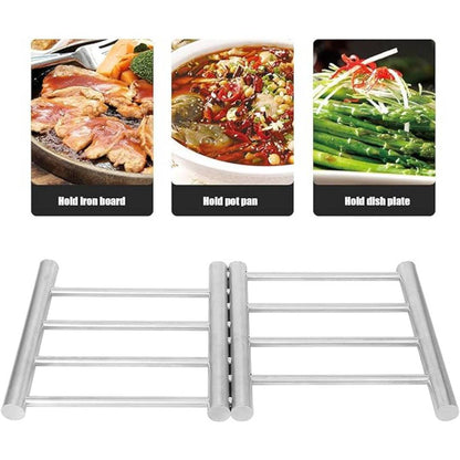 Stainless Steel Expandable Hot Pot Rack Stand for Kitchen Dinning Table