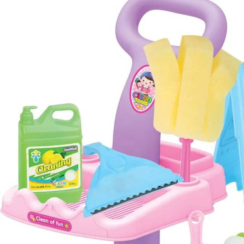 Realistic Cleaning Set Kit With Trolley Toy For Kid