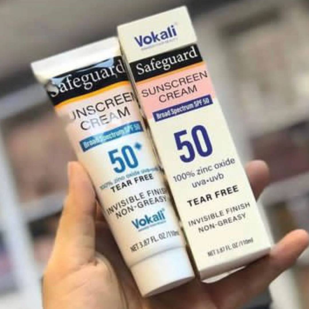 Vokali Safeguard Sunscreen Cream 50+ 100% Zinc Oxide UVA-UVB Tear Free