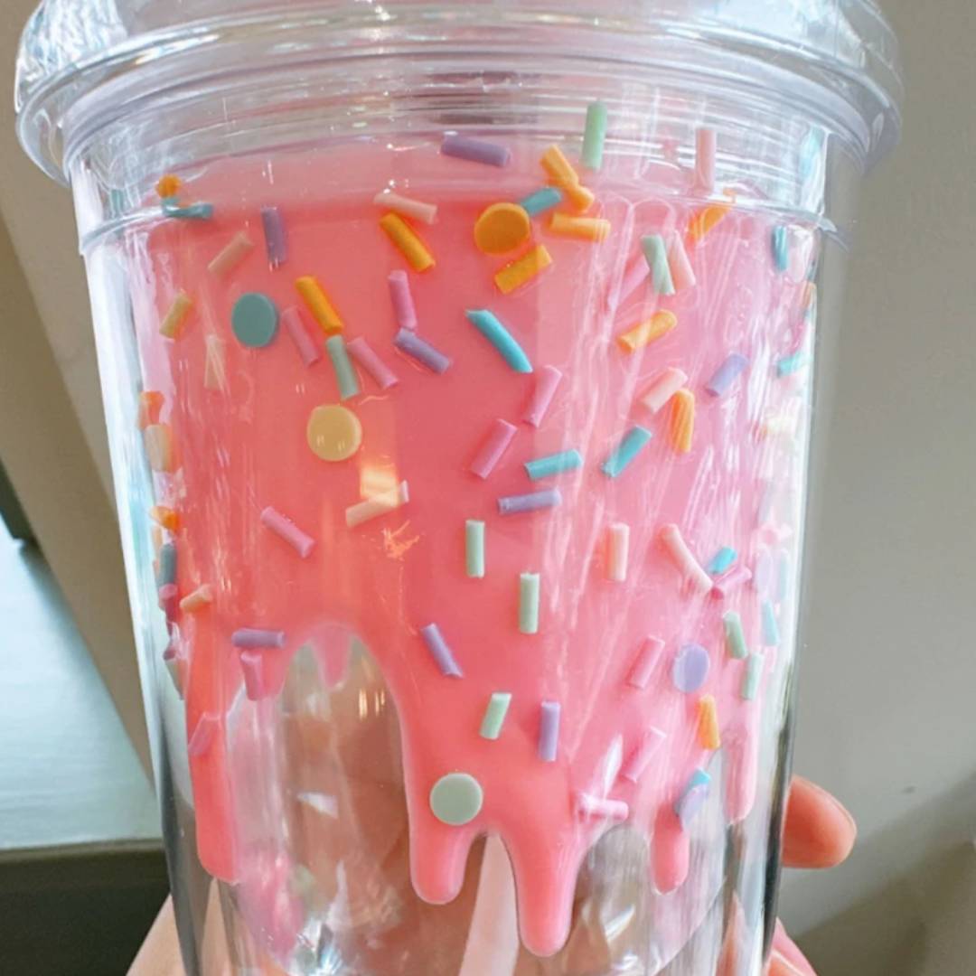 Cute Sprinkles Transparent Double Layer Water Sipper Glass