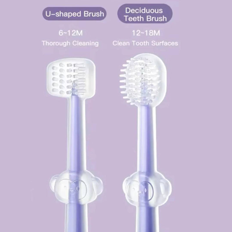 Soft Bristle Silicone Baby Toothbrush Teeth Oral Care Cleaning 2pcs Set