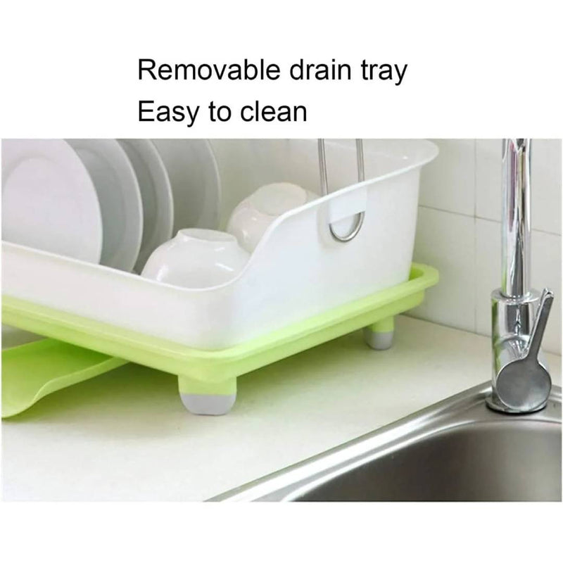 Multipurpose Double Layer Kitchen Drain Dishes Storage Rack With Large Plastic Basket With Tray Kitchen Utensils Organizer