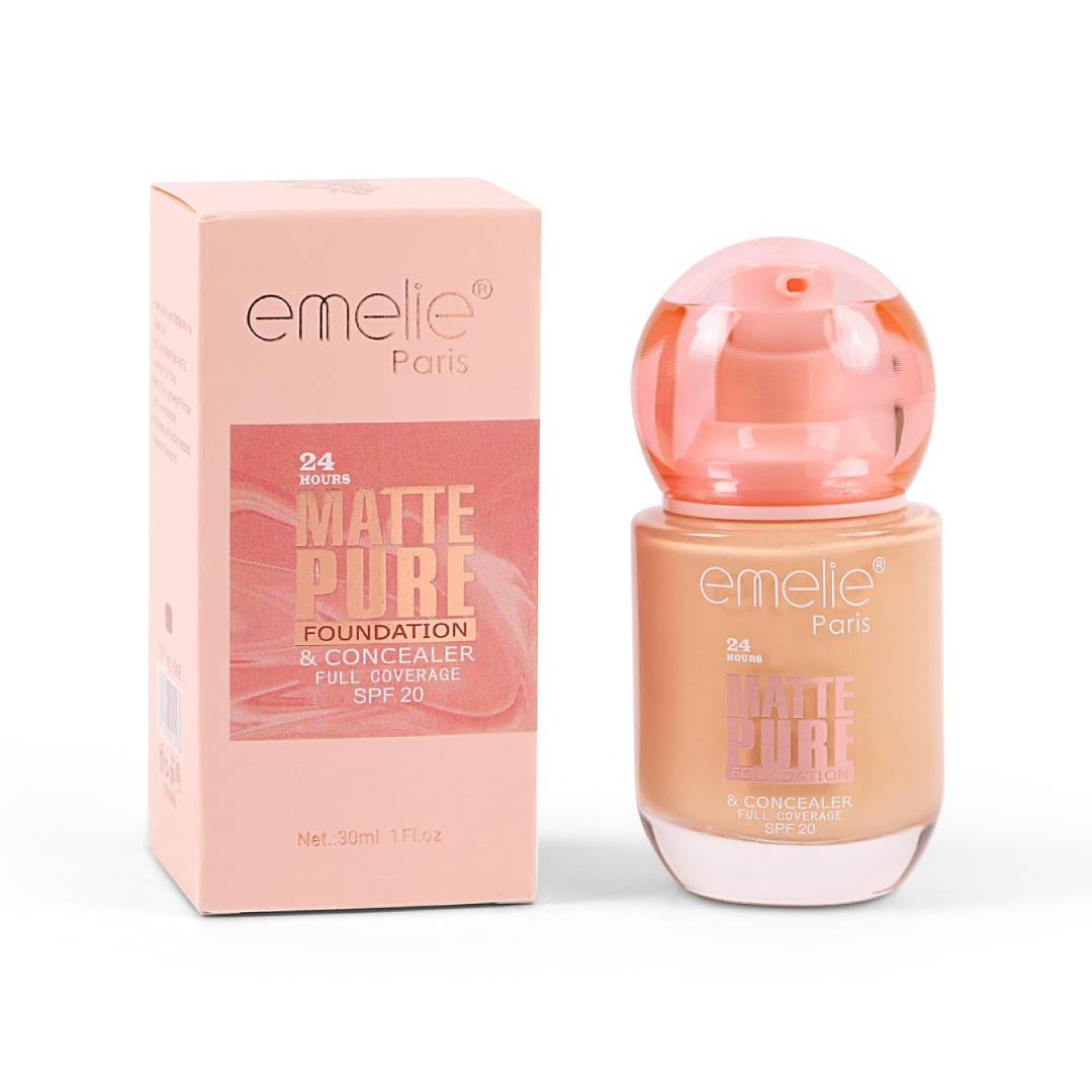 EMELIE 24 Hours Matte Pure Full Coverage Foundation & Concealer SPF20 30ml