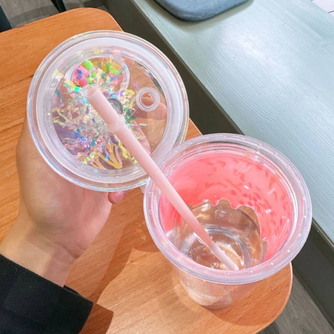 Cute Sprinkles Transparent Double Layer Water Sipper Glass
