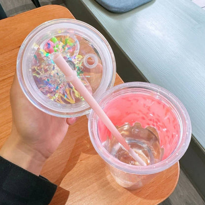 Cute Sprinkles Transparent Double Layer Water Sipper Glass