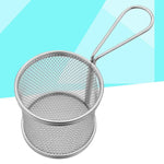 Stainless Steel Mini Round Fry Basket French Fries Holder Fried Food Table Serving