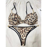 Beautygirl High Quality New Style Chain Straps Front Metal V buckel Bra & Panty Set 195