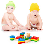 Brain Booster Wooden Stacking Toys & Stand Board 4 Column Puzzle Shape Early Learning Educational Toys For Kids