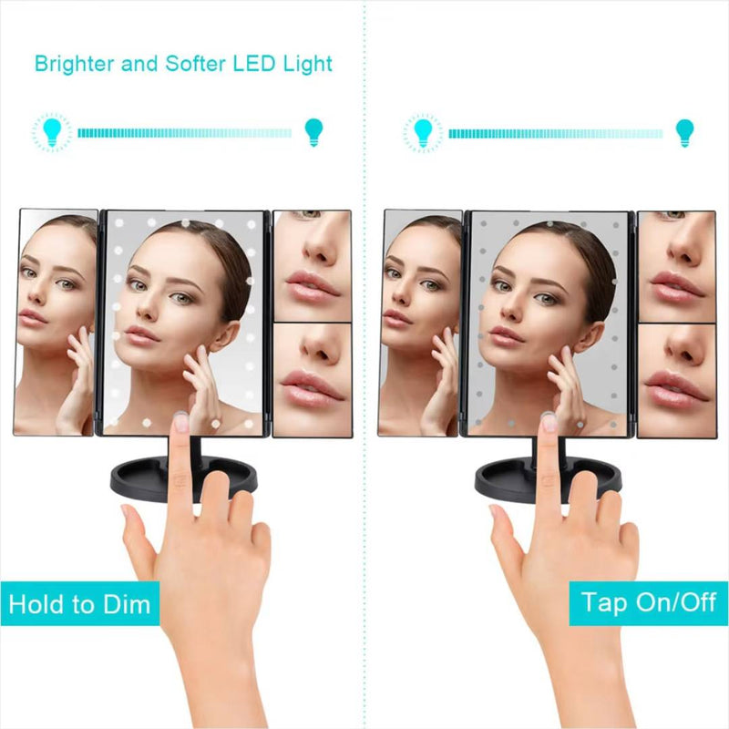 24 LED Touch Dimmable Sensor Foldable Led Mirror with 2 & 3X Magnification