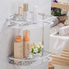 2 Layer Aluminum Wall Mounted Bathroom Corner Shelf Rack Organizer