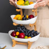 Multipurpose 3 Layers Fruit Serving Plates With Wooden Stand