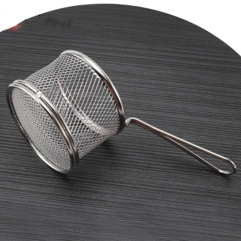 Stainless Steel Mini Round Fry Basket French Fries Holder Fried Food Table Serving