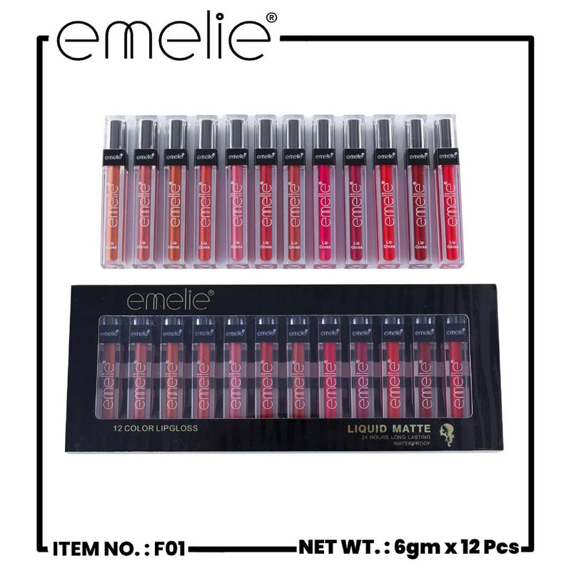 Emelie Matte Lip Gloss High Quality Pack Of 12