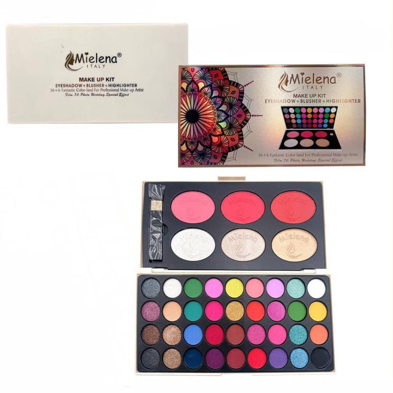 Milena Italy 36+6 color Eyeshadow Blusher Highlighter Palette MS52