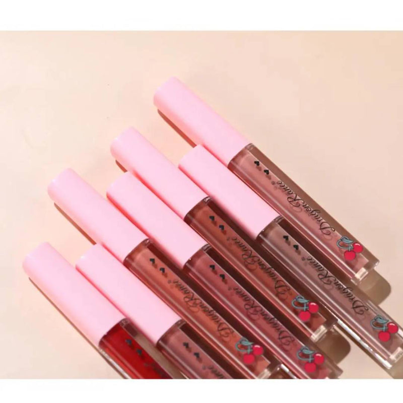 Dragon Ranee Cherry Matte Lipstick Long Lasting And Waterproof Lip Gloss 6Pcs Set