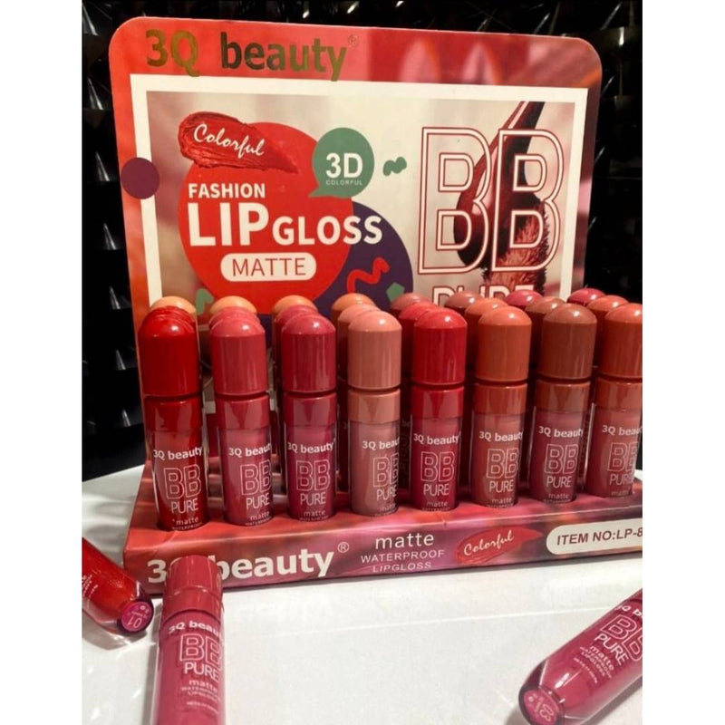 3Q Beauty BB Pure 3D Colorful Fashion Matte Lip Gloss Pack Of 12