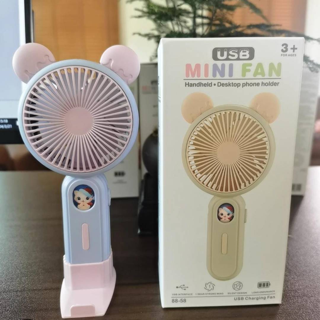 Portable USB Rechargeable Mini Fan Handheld Desktop Phone Holder
