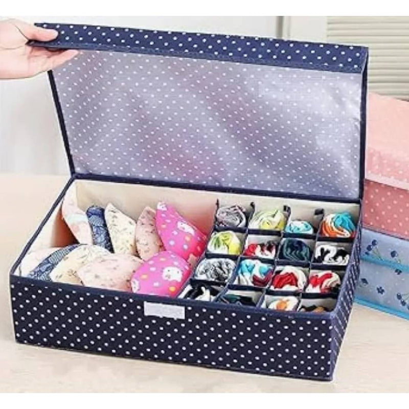 Undergarments Organizer Box With Lid Large Size 16 Small Pockets 1 Big