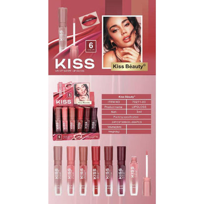 Kiss Beauty Velvet Matte Lip Gloss 6Pcs Set