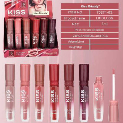 Kiss Beauty Velvet Matte Lip Gloss 6Pcs Set