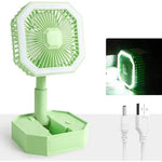 Multipurpose Portable Adjustable Folding 2in1 Mini Silent Cool Table Fan With Led Night