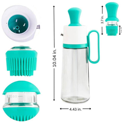 Multipurpose 3in1 Glass Oil Dispenser Liquid Seasoning Bottle With Silicone Brush 550ml