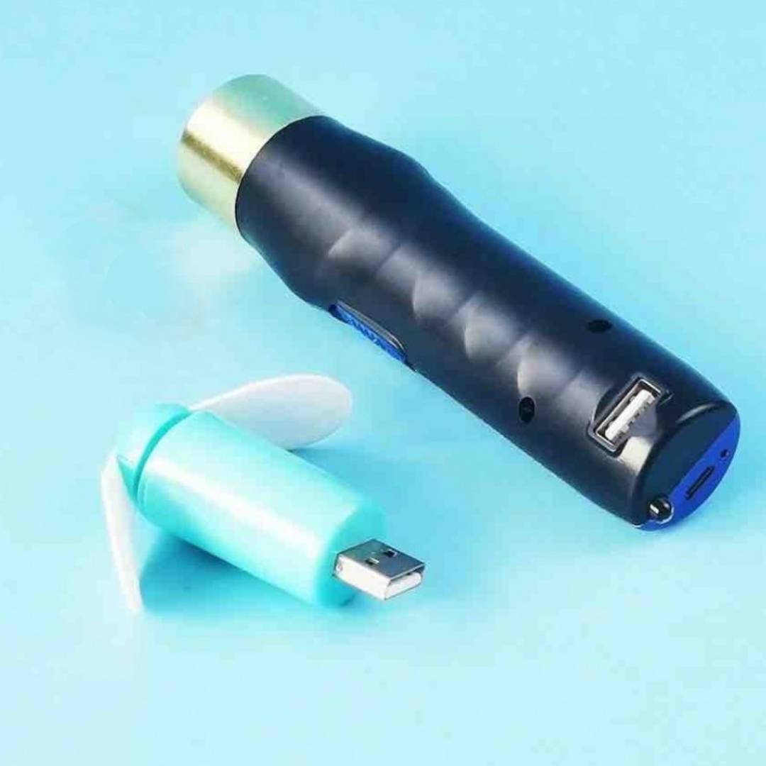 Multifunction 5in1 Trimer 4D Shaver Flashlight Cigarette Lighter Handheld Electric USB Fan