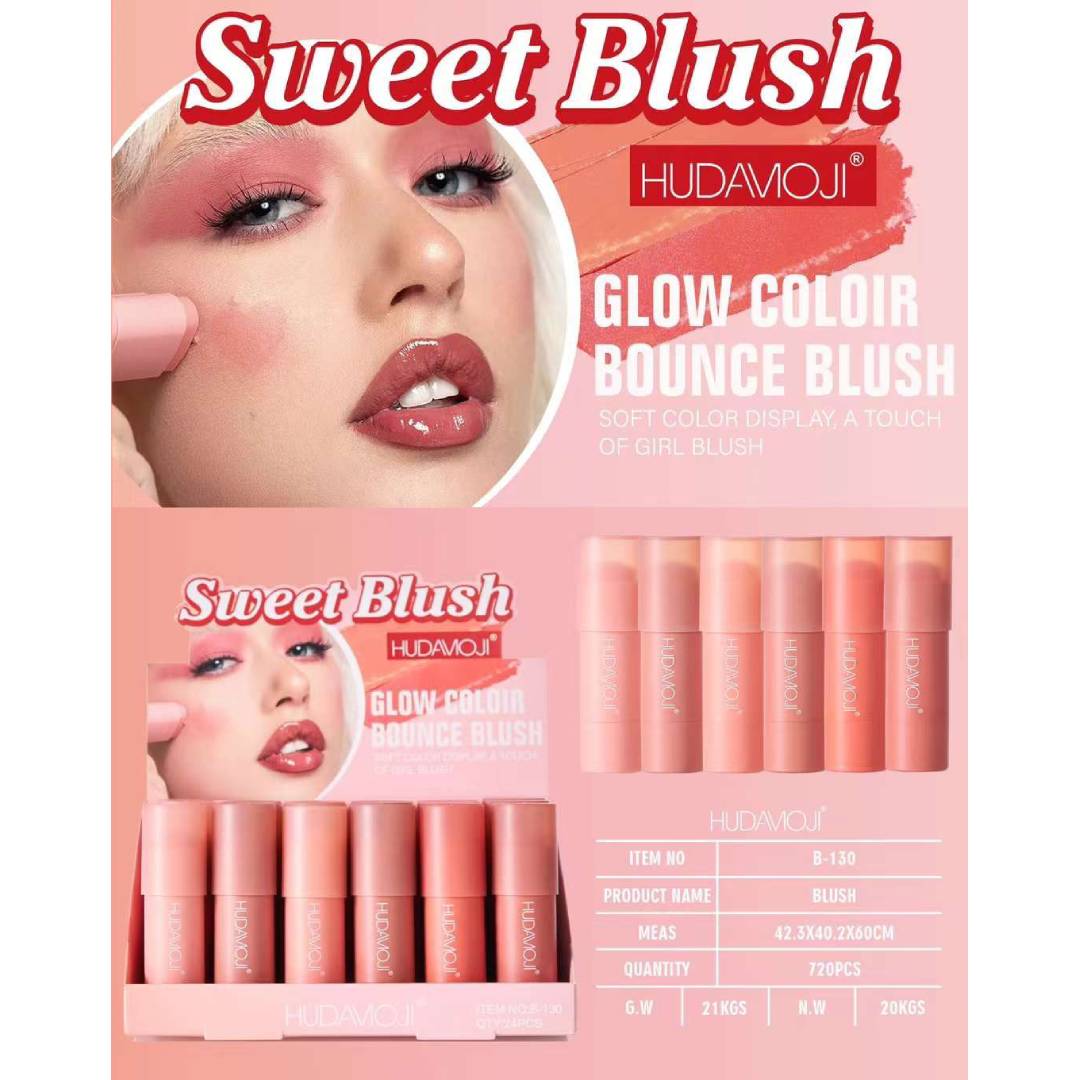 Hudamoji Sweet Blush Glow Color Bonce Blush Creamy Liquid Blusher Stick Pack of 6