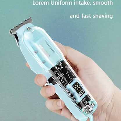 Professional Wireless Rechargeable Hair Clipper Trimmer With Transparent Cover LED Display