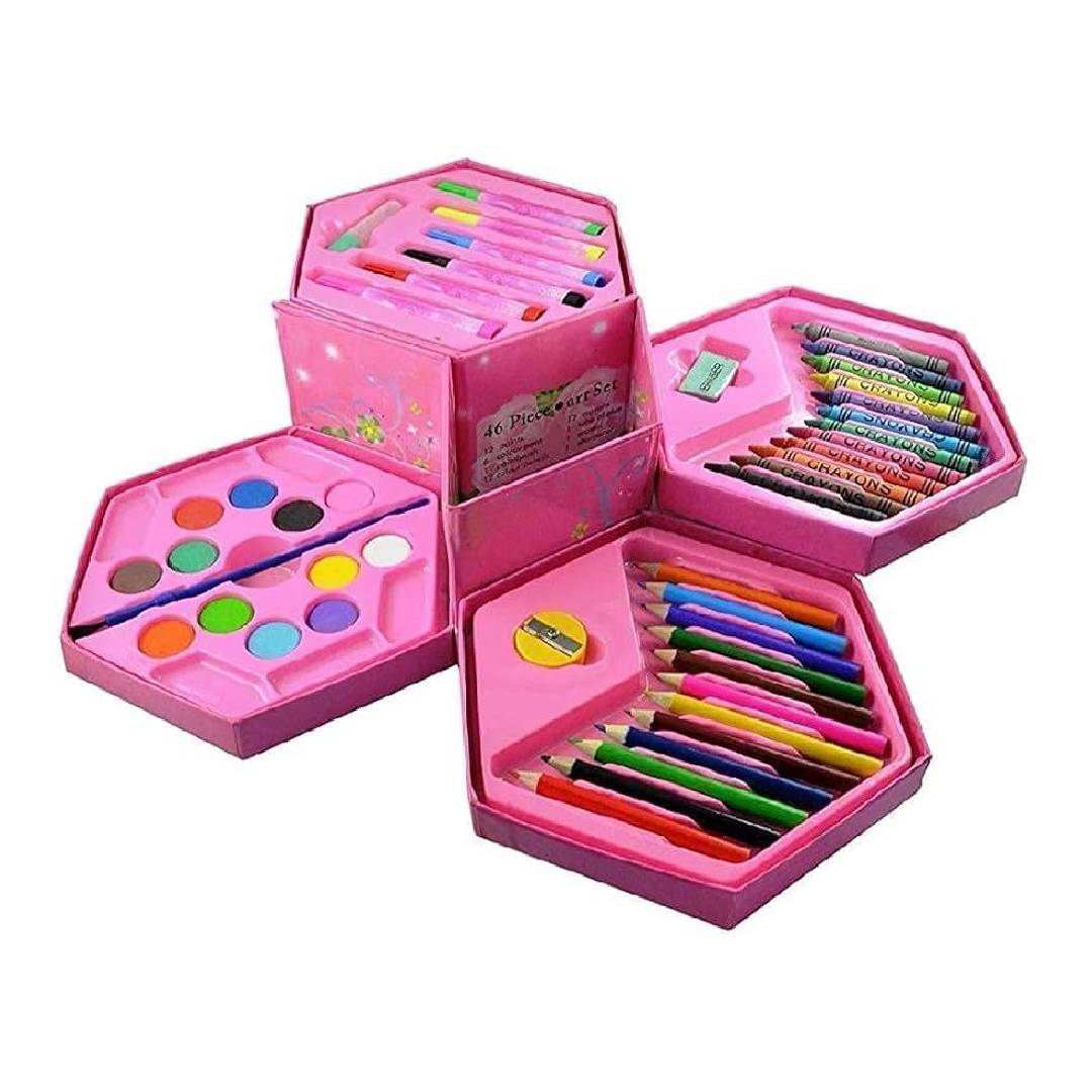 Set Of 46 Pieces Drawing Art Set with Color Pencils Crayons Water Color Sketch Pens For Kids Children