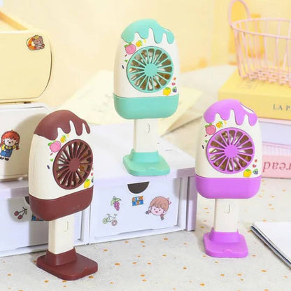 Portable Popsicle Ice Cream Design Mini Handheld Fan With 3 Adjustable Speed Rechargeable