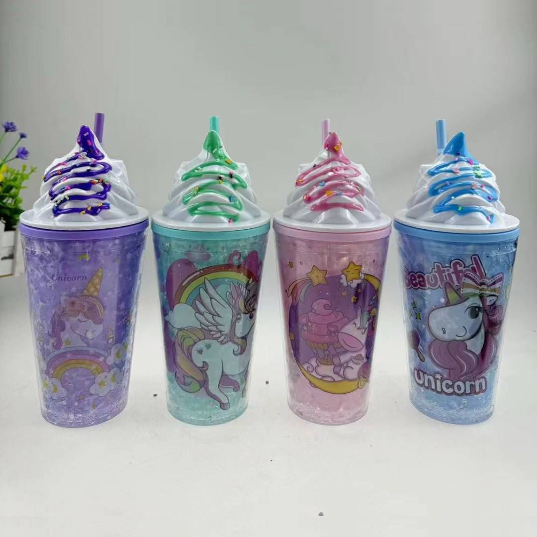 Beautiful Unicorn Ice Cream Water Sipper Glass