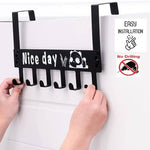 Nice Day Cartoon Door Back Hanger With 6 Hooks Iron Material Punch-Free