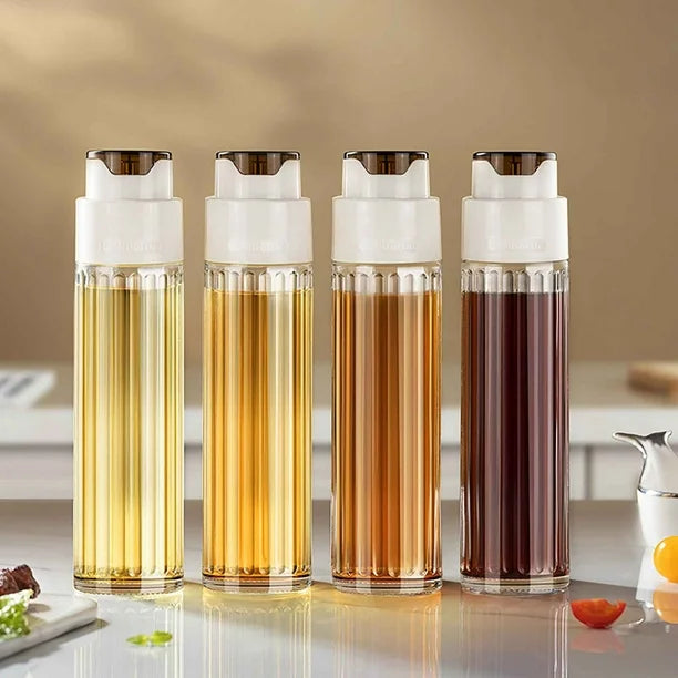 Leak-Proof Glass Oil Dispenser Bottle Automatic Opening &amp; Closing Lid Gravity Oil Tank