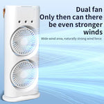 Portable Evaporative Mist Air Cooler Spray Water Mist Double Fan Humidifier Fan With LED