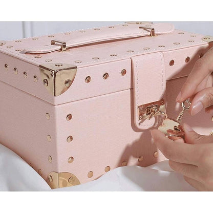 Multipurpose PU Leather Jewelry Storage Box With Lock Organizer