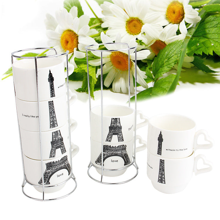 Paris Eiffel Tower Coffee Tea Cups 4in1 Set